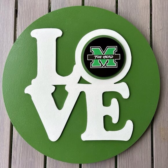 Marshall “LOVE” The Herd 3D Wood Decor Sign - Hang on Front Door, Porch Wall etc - Picture 4 of 6